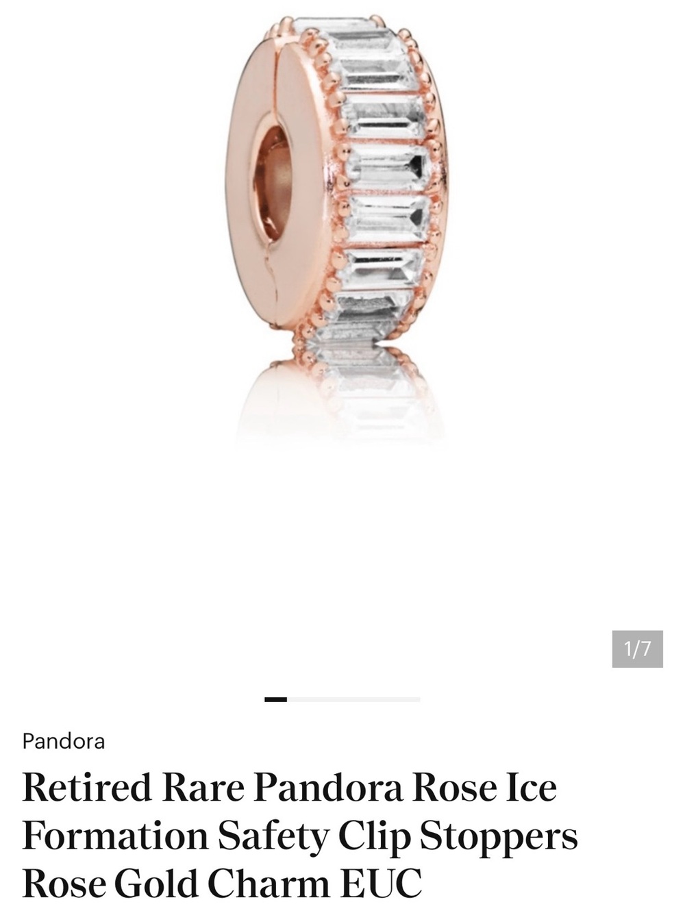 Pandora Rose Gold Clear Baguette Charm Stopper